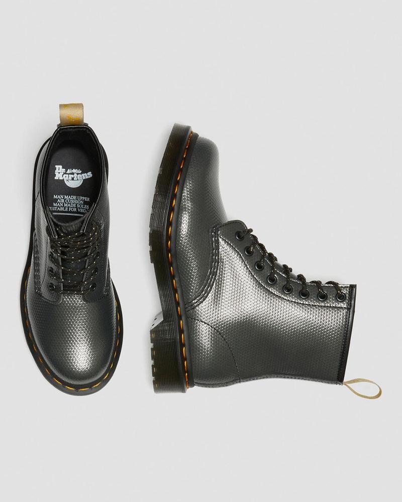 Women's Dr Martens Vegan 1460 Metallic Emboss Lace Up Boots Grey | AU 224VRW